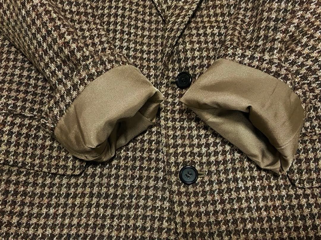 極美 90s ハリスツイード テーラードジャケット 千鳥柄 総柄 AB5 総裏