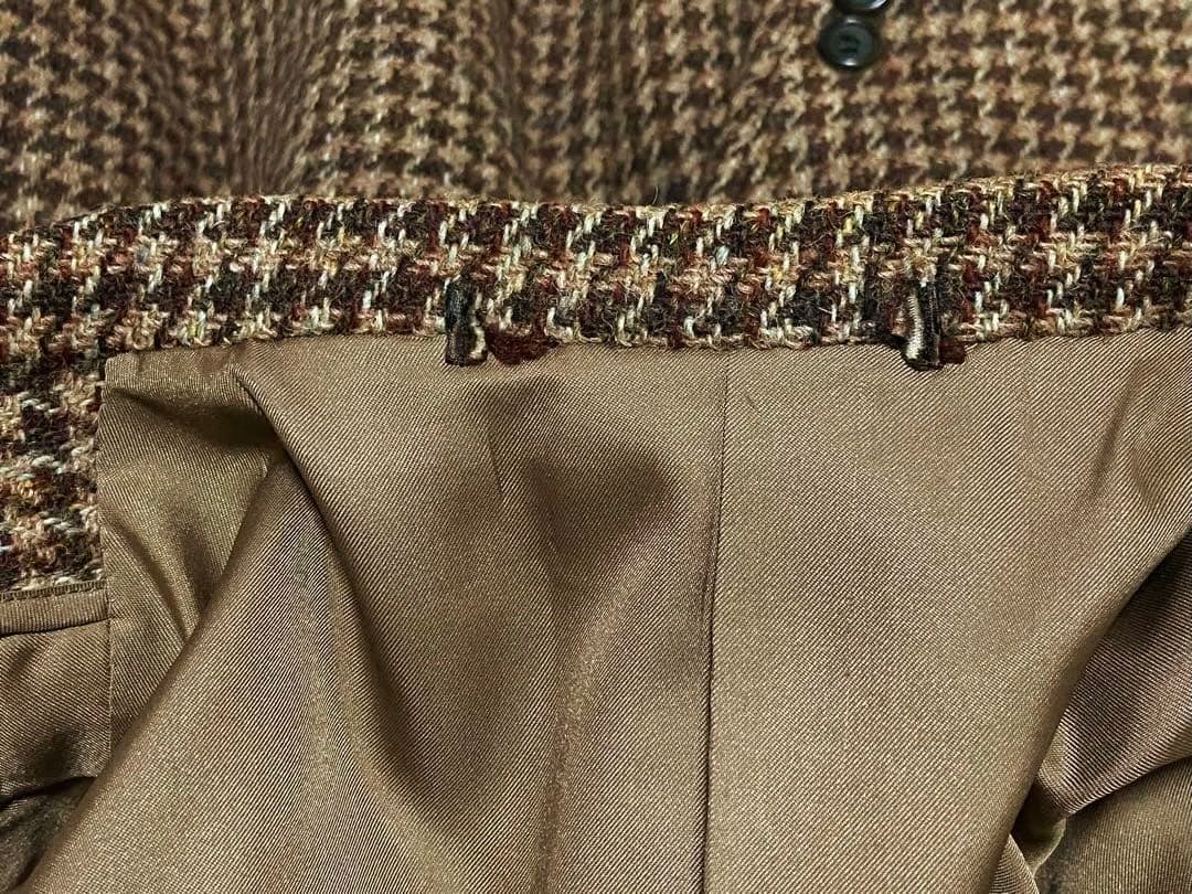 極美 90s ハリスツイード テーラードジャケット 千鳥柄 総柄 AB5 総裏