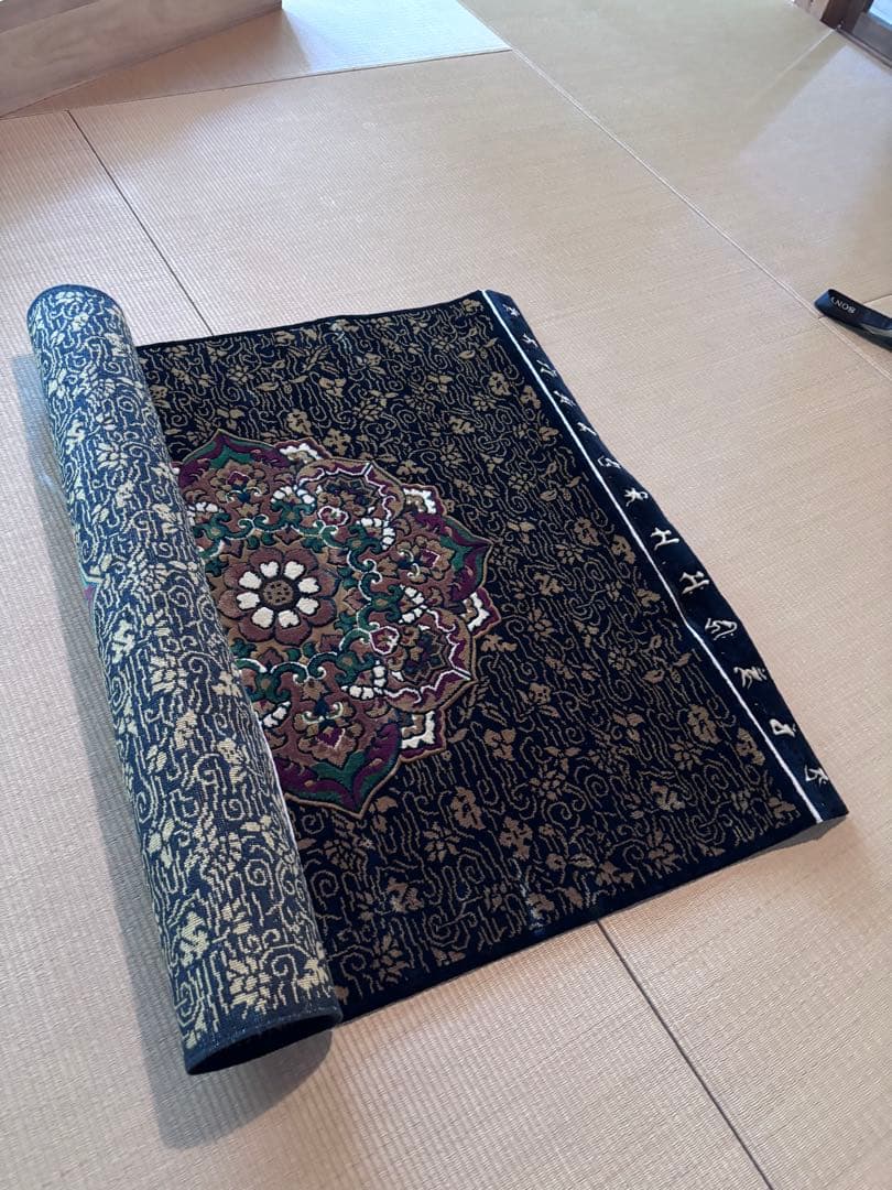 1*9様 龍村美術織物　絹　段通　仏寶　絨毯　半畳　仏壇　仏前　蓮池八稜華文　佛