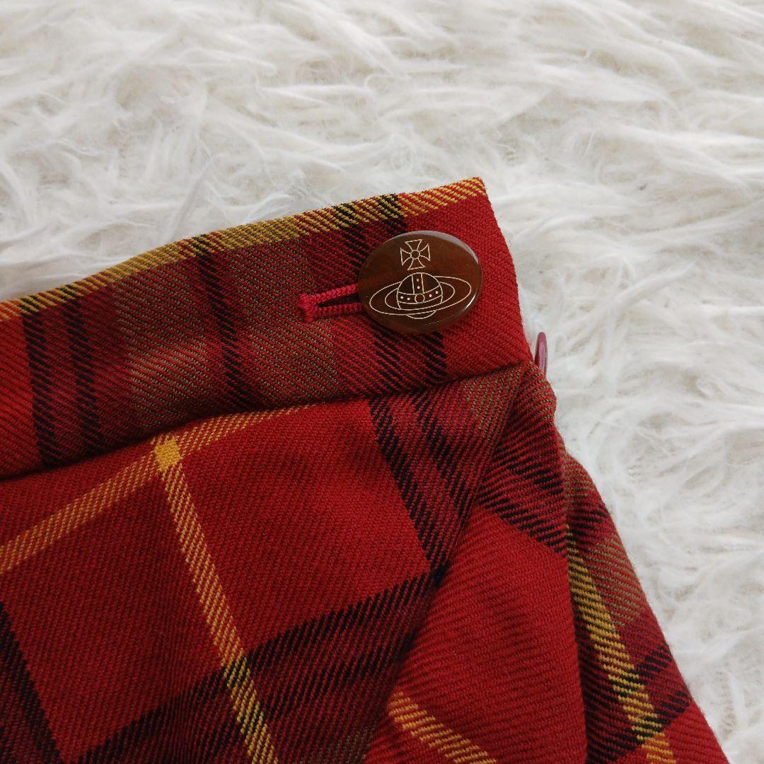 【Vivienne Westwood】変形 チェックミニスカート オーブボタン