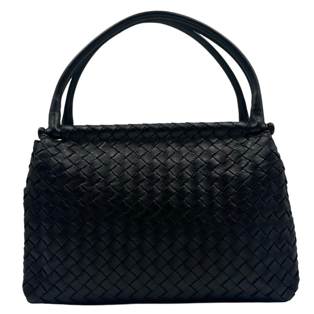 【良品】BOTTEGA VENETA ハンドバッグ イントレチャート レザー 黒