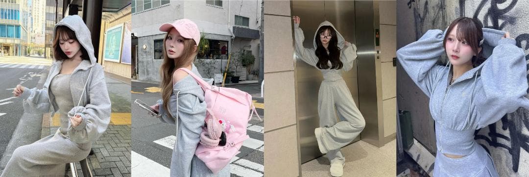 ダーリッチ darich カラーラメスウェットコルセットパーカー グレー GRY