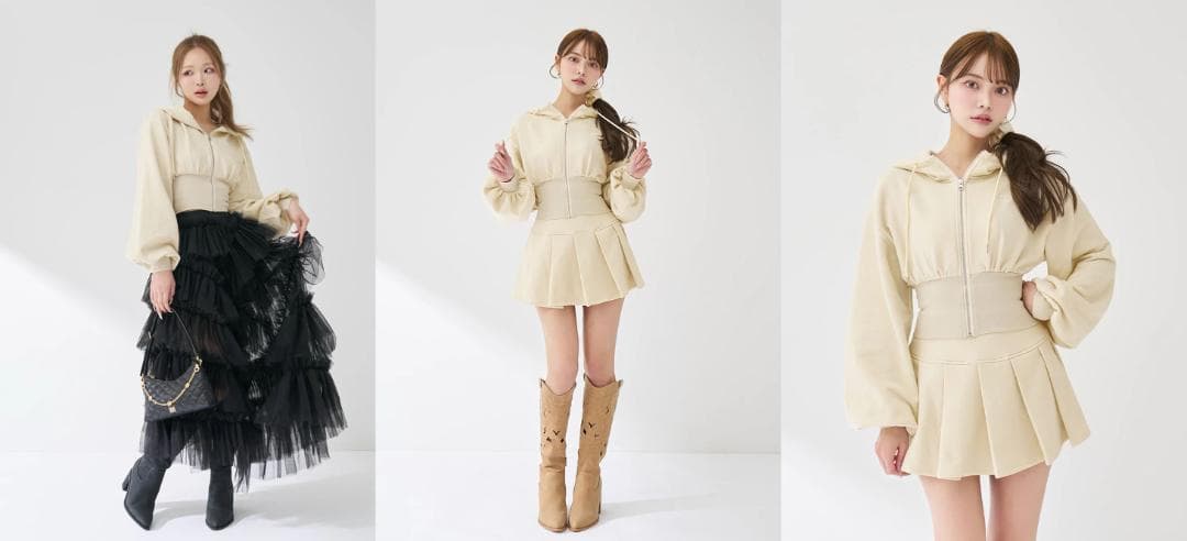 ダーリッチ darich カラーラメスウェットコルセットパーカー グレー GRY