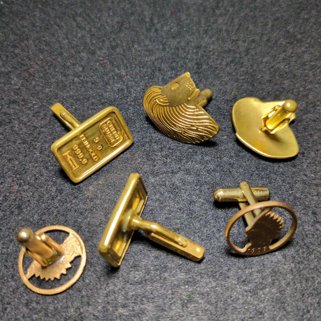 r*i様 ゴールド インゴットデザイン カフリンクスセット