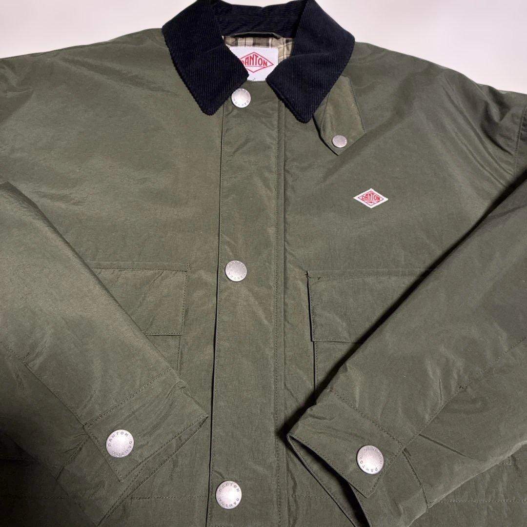 美品　DANTON ナイロンタフタショート　オリーブ ジャケッ36