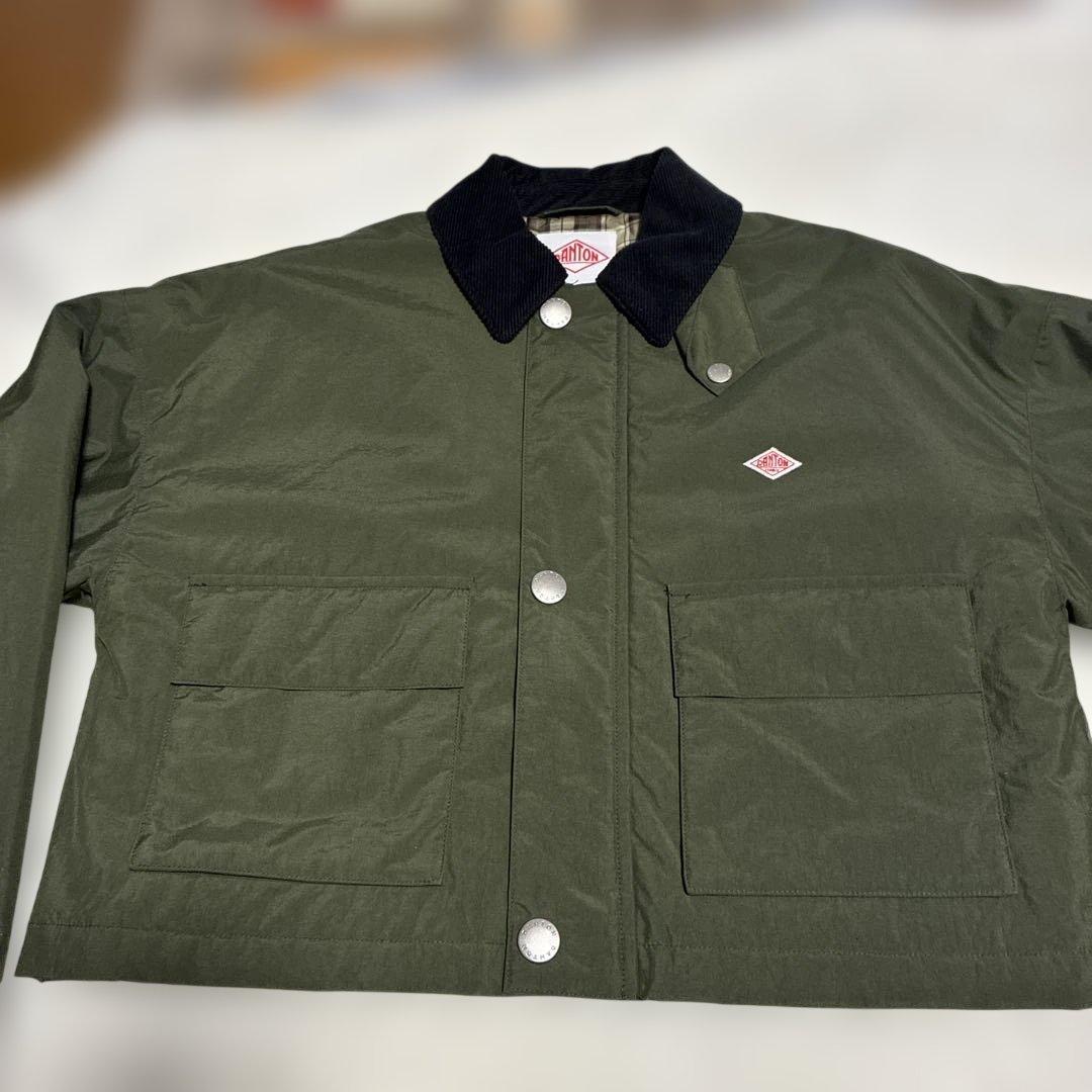 美品　DANTON ナイロンタフタショート　オリーブ ジャケッ36