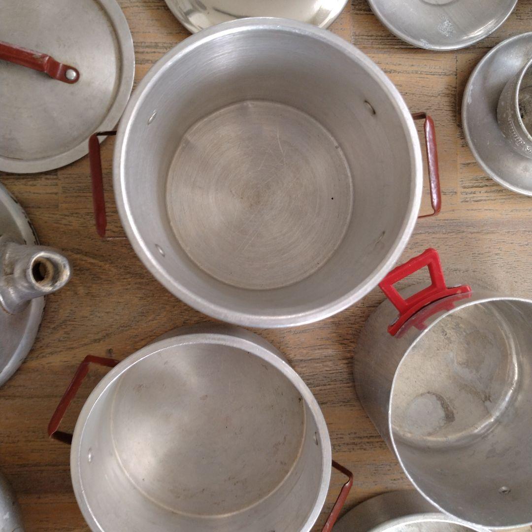 フランスアンティーク/ディネットアルミおままごとセット・ヤカン・鍋他多数