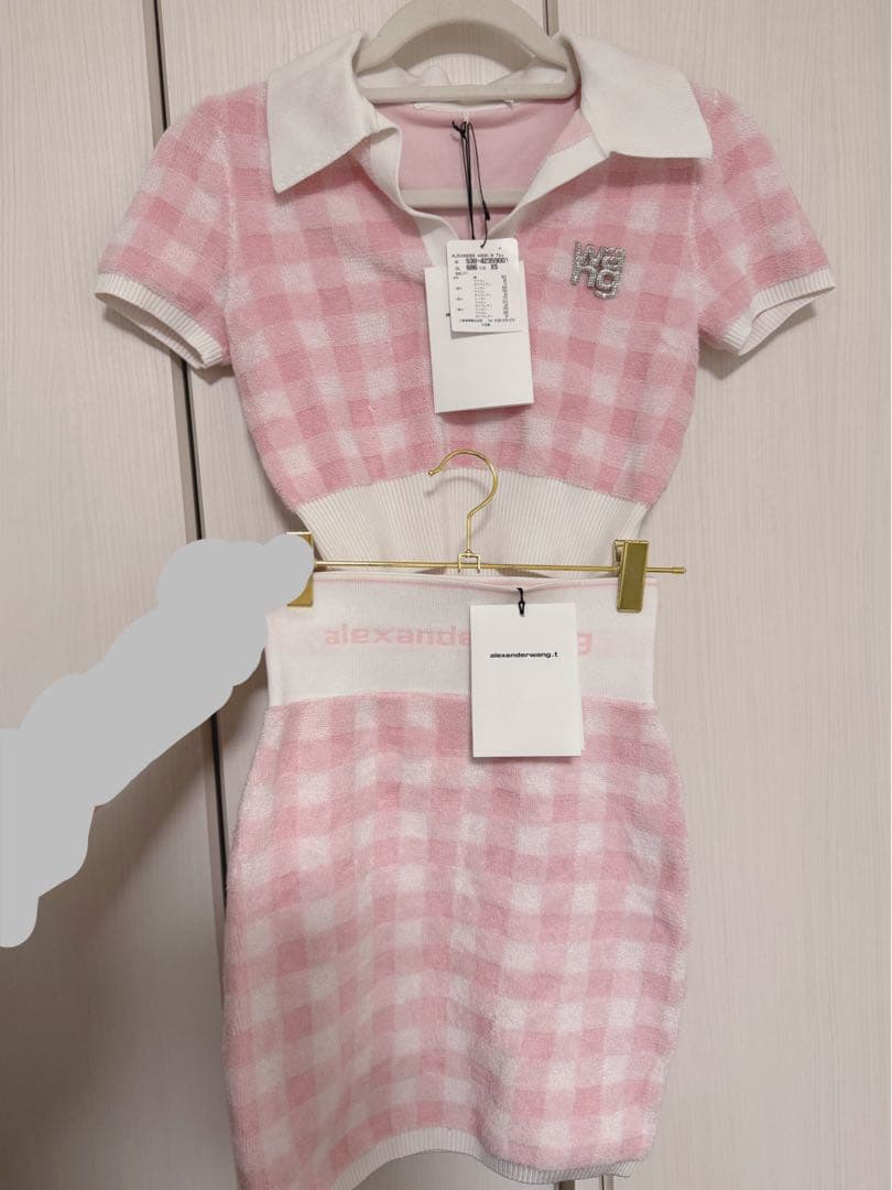 アレキサンダーワン　クロップド　ギンガムチェック　トップス　XS スカート