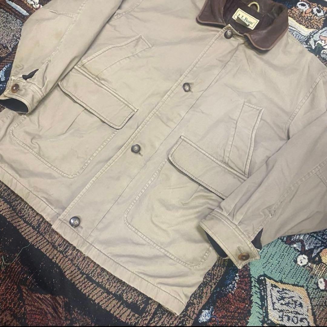 L.L.Bean エルエルビーンハンティングジャケ ット襟レザー中綿ジャケット