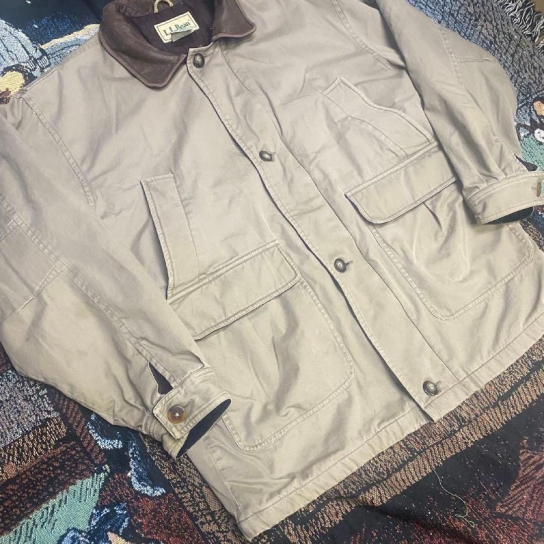 L.L.Bean エルエルビーンハンティングジャケ ット襟レザー中綿ジャケット