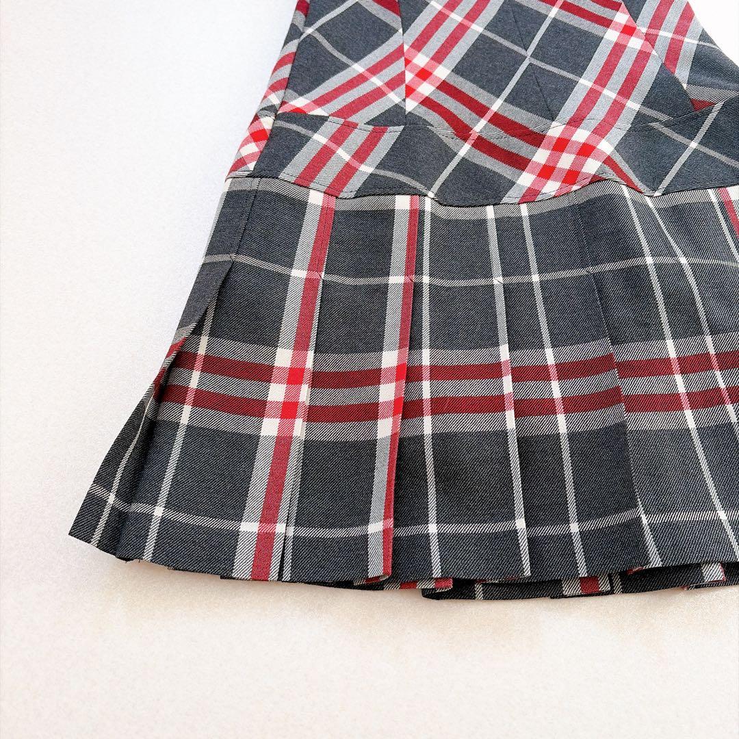 バーバリー　ワンピース　チェック柄　牛革ベルト　プリーツスカート　半袖