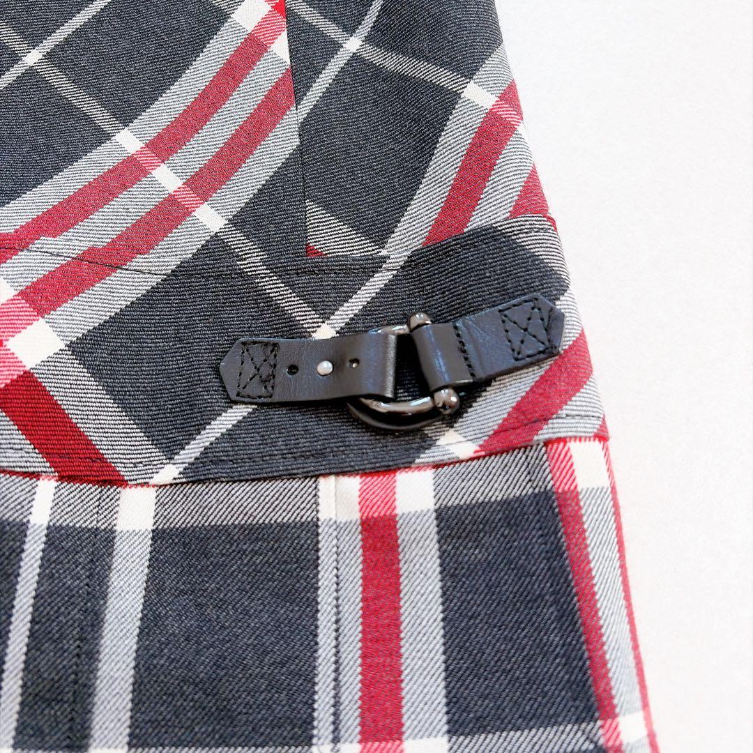 バーバリー　ワンピース　チェック柄　牛革ベルト　プリーツスカート　半袖
