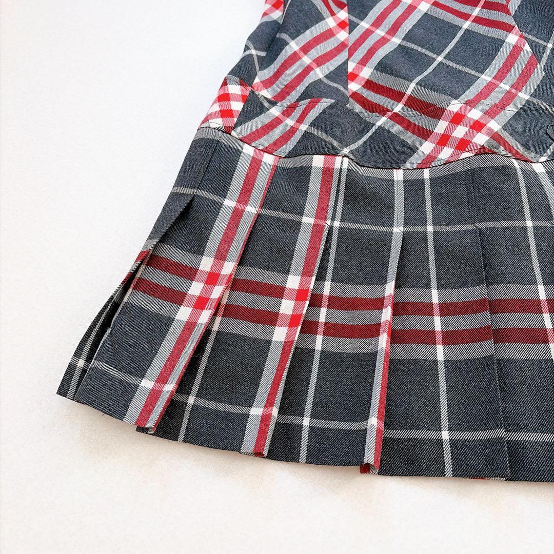 バーバリー　ワンピース　チェック柄　牛革ベルト　プリーツスカート　半袖