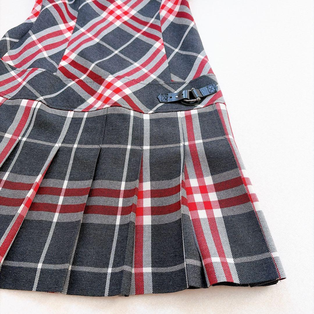 バーバリー　ワンピース　チェック柄　牛革ベルト　プリーツスカート　半袖