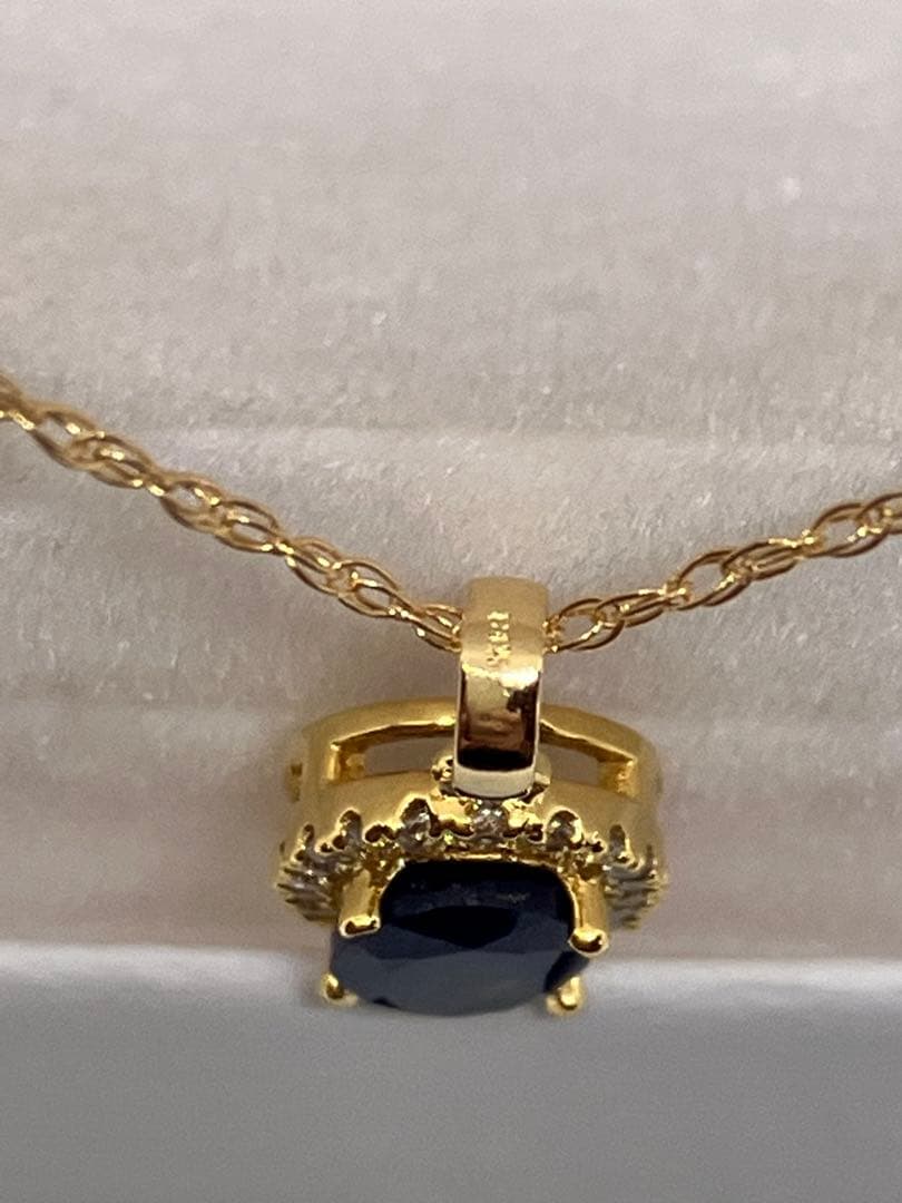 早い者勝ち! 大粒！天然サファイア ダイヤモンド K18 刻印 ネックレス