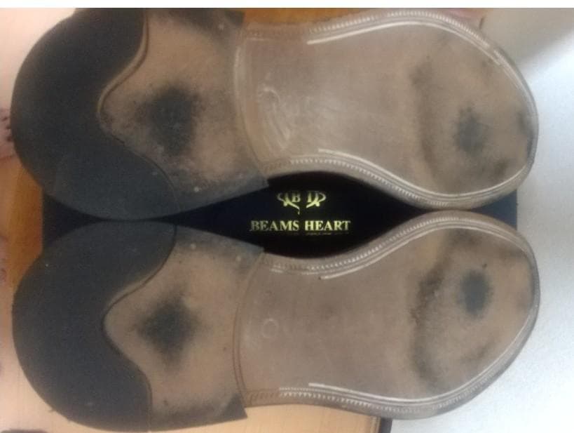 BEAMS HEART ガラスレザー 外羽根 プレーントゥー
