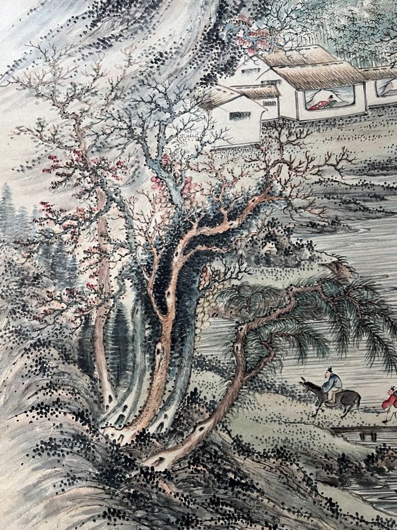 掛け軸　帆足杏雨［秋景山水図］紙本　肉筆　木箱！