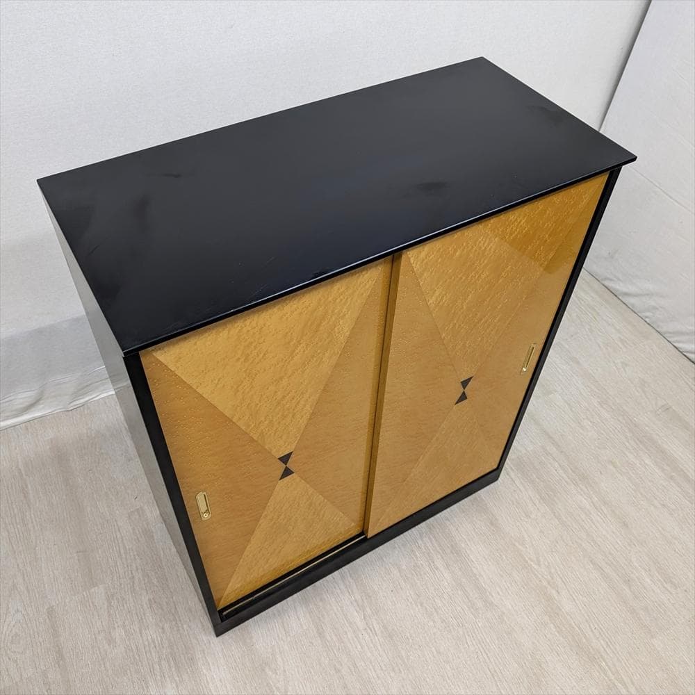 バーズアイメープル　引戸　下駄箱　キャビネット　シューズボックス　シューズラック