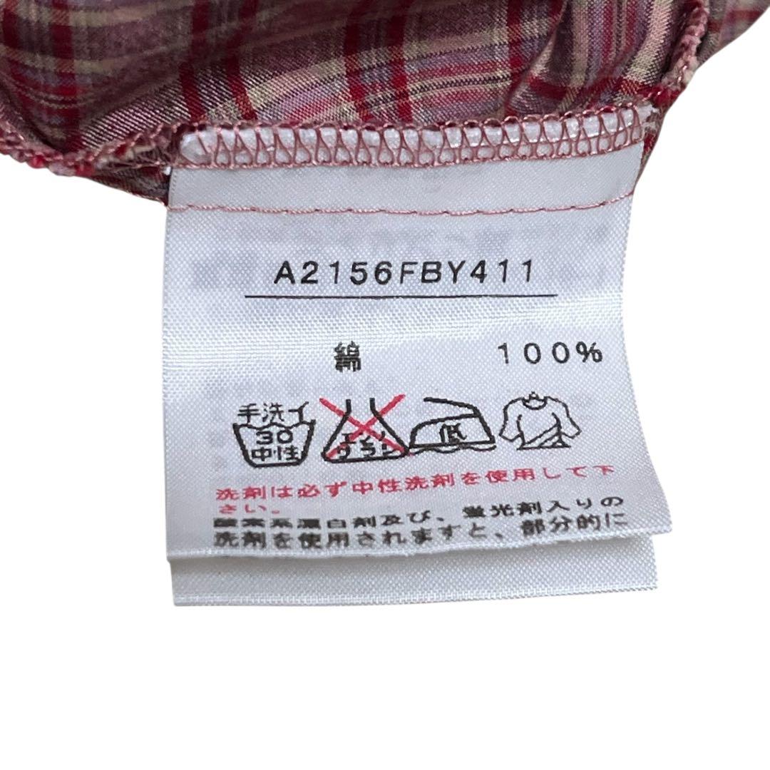 PINK HOUSE チェックフリルチュニックブラウス チェック レッド 段々