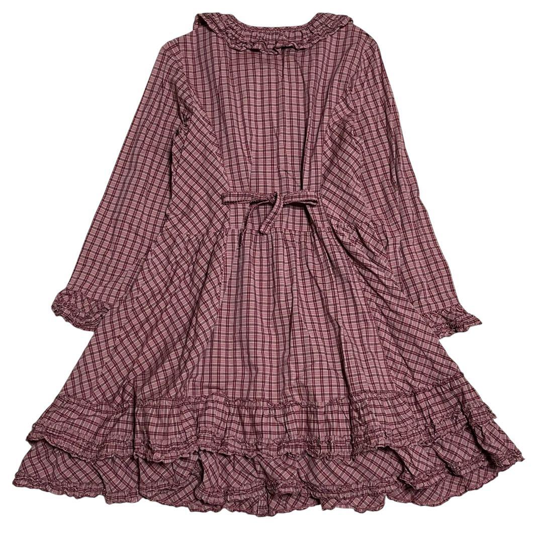 PINK HOUSE チェックフリルチュニックブラウス チェック レッド 段々