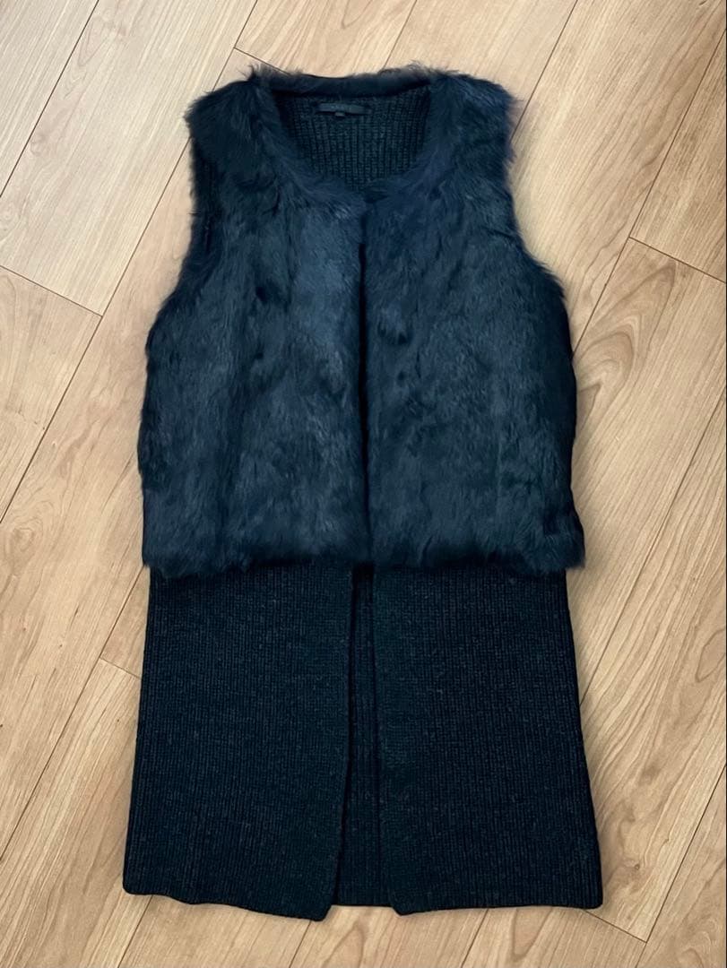 ダークグレー ファーベスト フリーサイズ