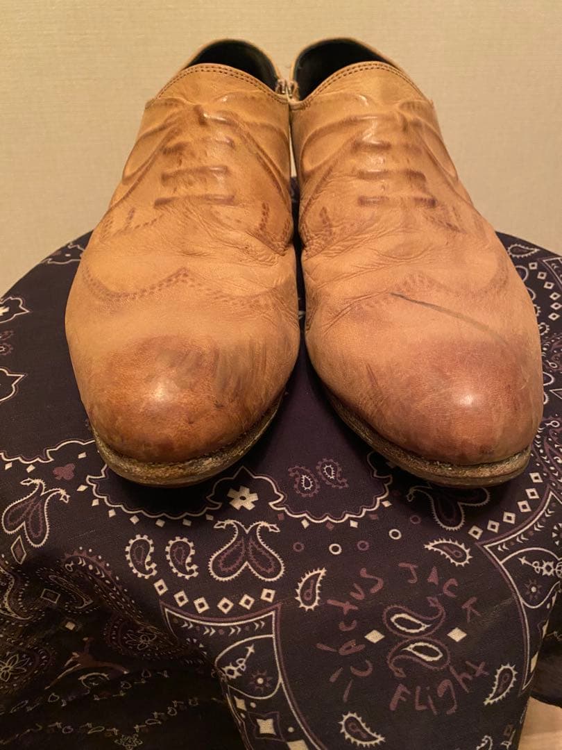 ミハラヤスヒロ　ベージュ レザー オックスフォードシューズ