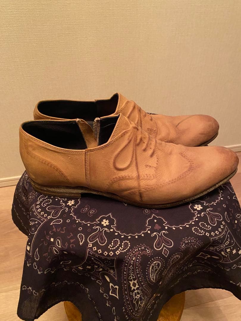 ミハラヤスヒロ　ベージュ レザー オックスフォードシューズ