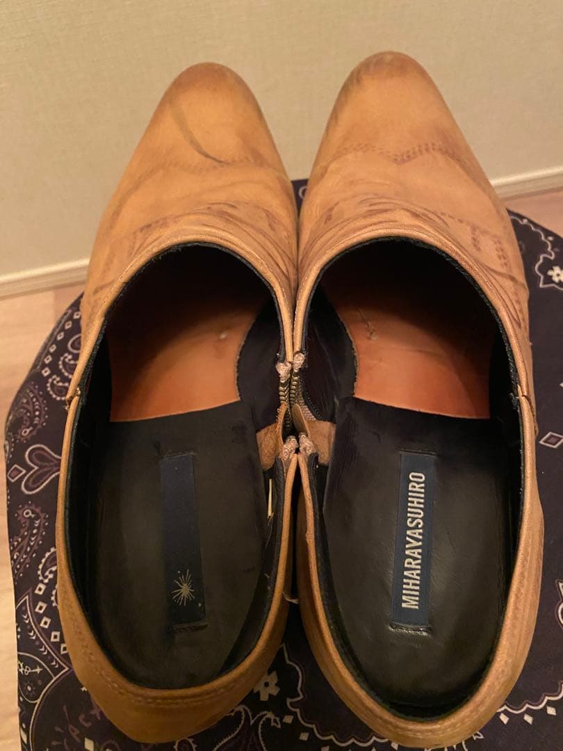 ミハラヤスヒロ　ベージュ レザー オックスフォードシューズ