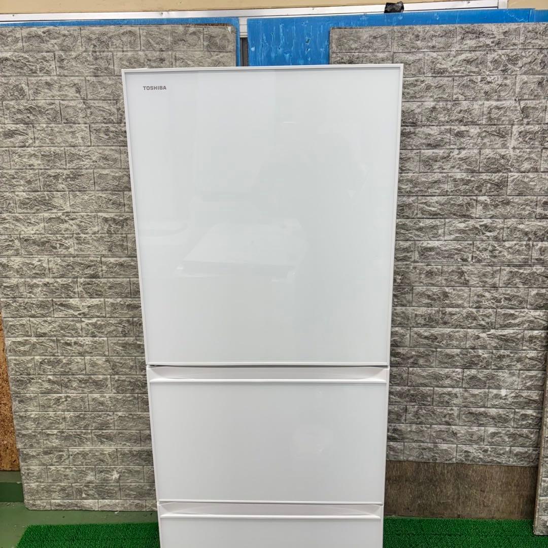 442 ガラスパネル　冷蔵庫　大型　左開き　300L強　自動製氷機　美品　保証込