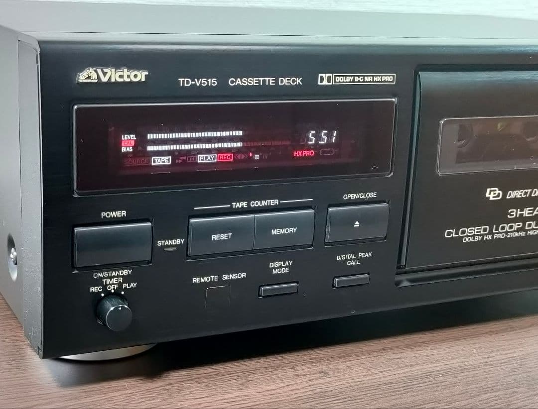 ビクター Victor TD-V515 ３ヘッドカセットデッキ【録音再生良好】