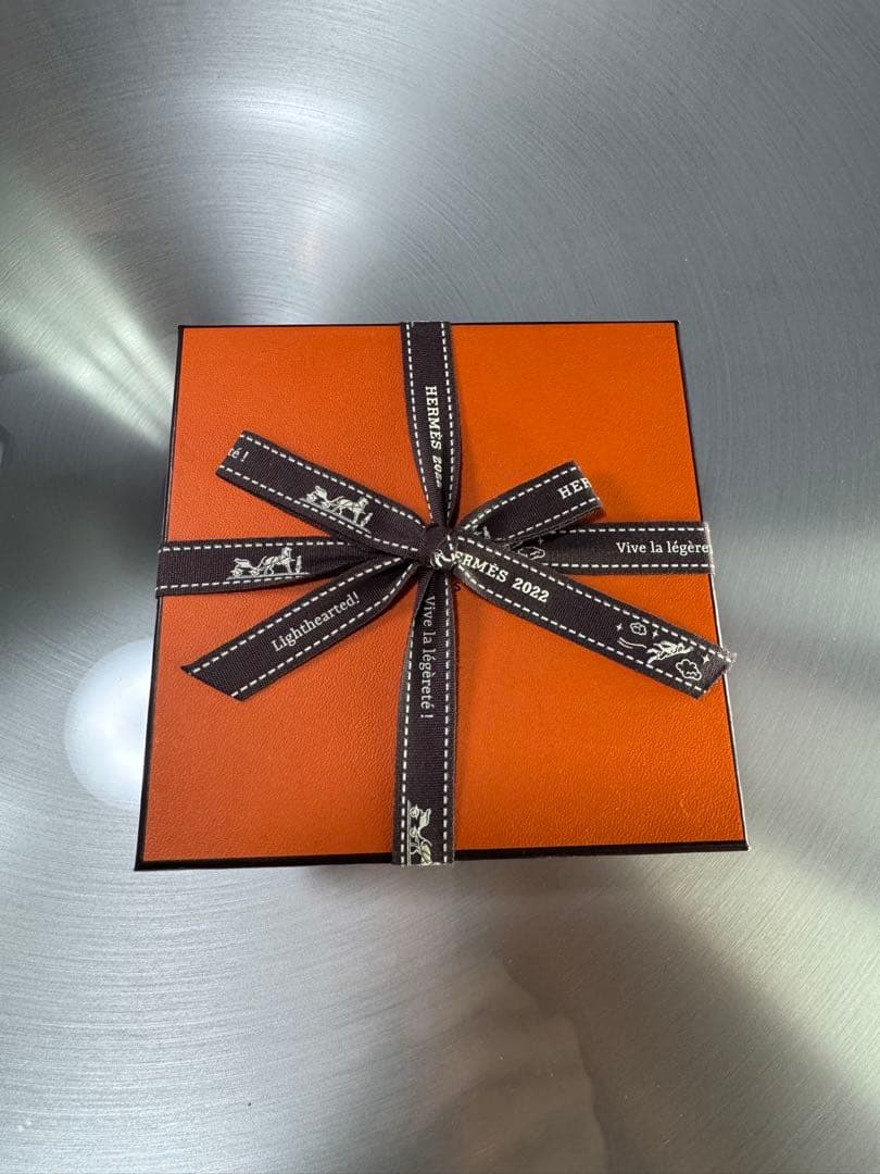 エルメス HERMES ハンカチ コットン100％ クレール グレー ホワイト