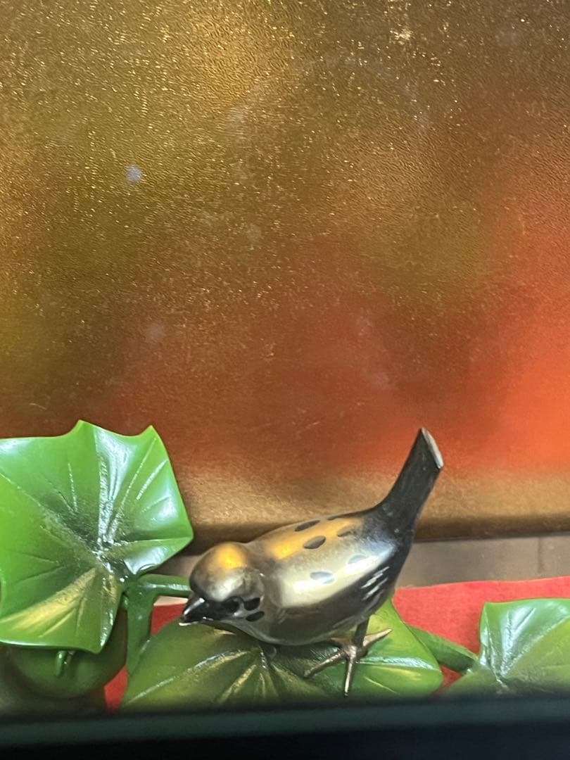 瓢箪にすずめ、高岡銅器、兵丹に雀 鋳銅製、昭和レトロ高岡銅器、昭和レトロ置き物