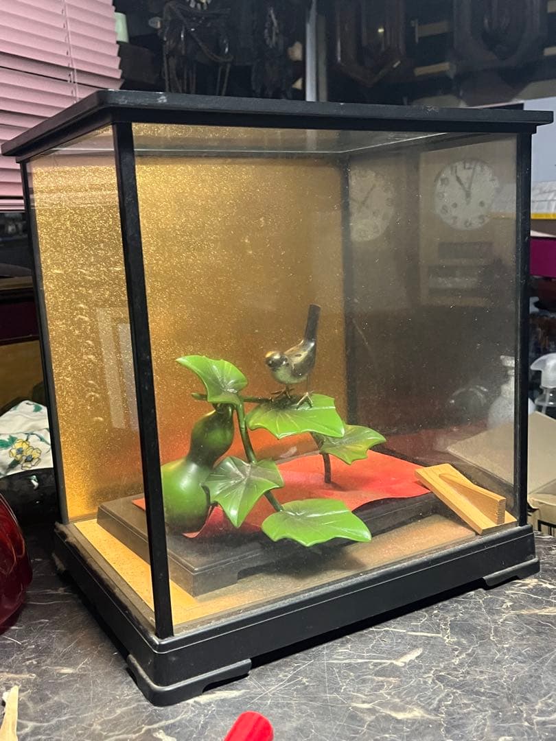 瓢箪にすずめ、高岡銅器、兵丹に雀 鋳銅製、昭和レトロ高岡銅器、昭和レトロ置き物