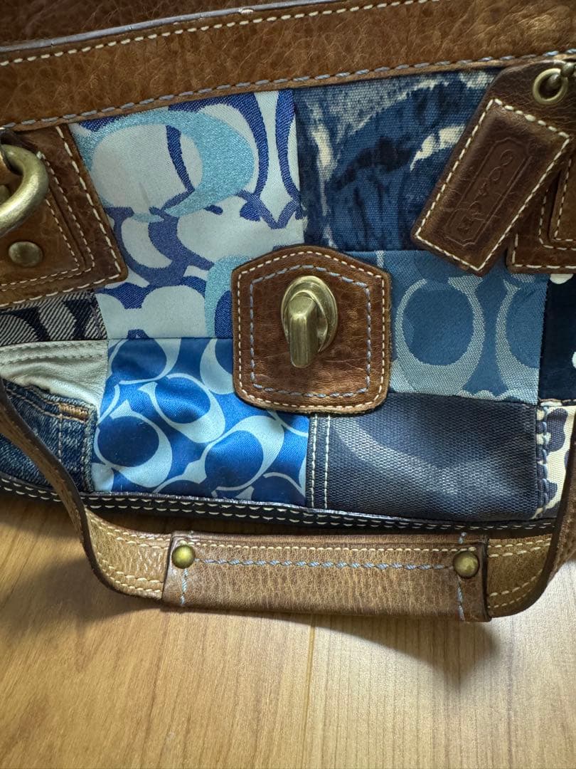 希少　coach コーチ　デニムパッチワーク　ハンドバッグ