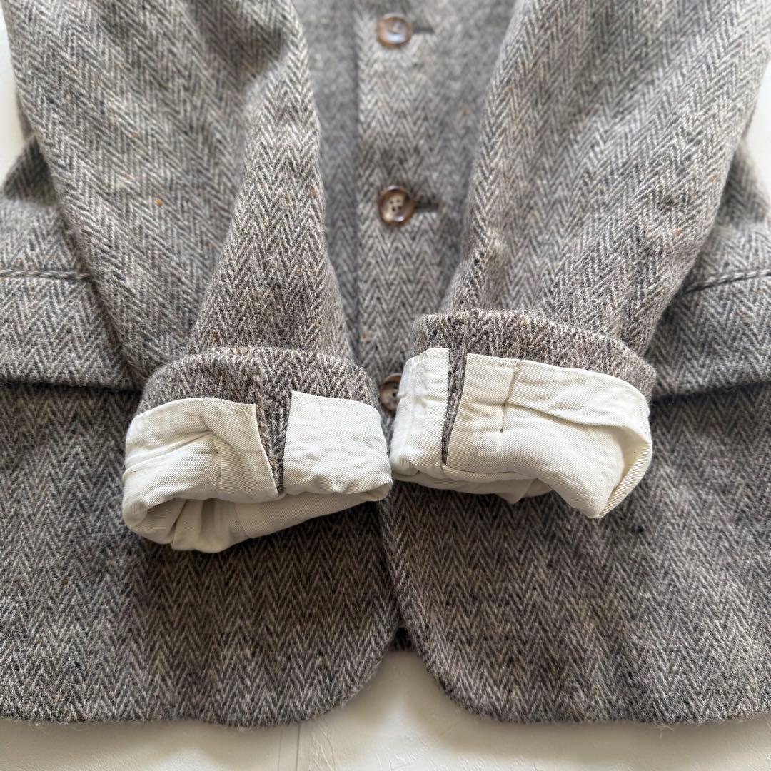 トゥジュー　ウールヘリンボーン　ジャケットコート　ツイード　ベージュ