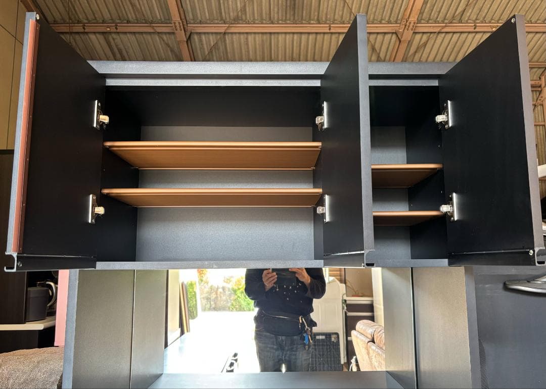 国産 モダン シューズボックス幅90cm水洗い可動棚12枚 鏡付Used/キレイ