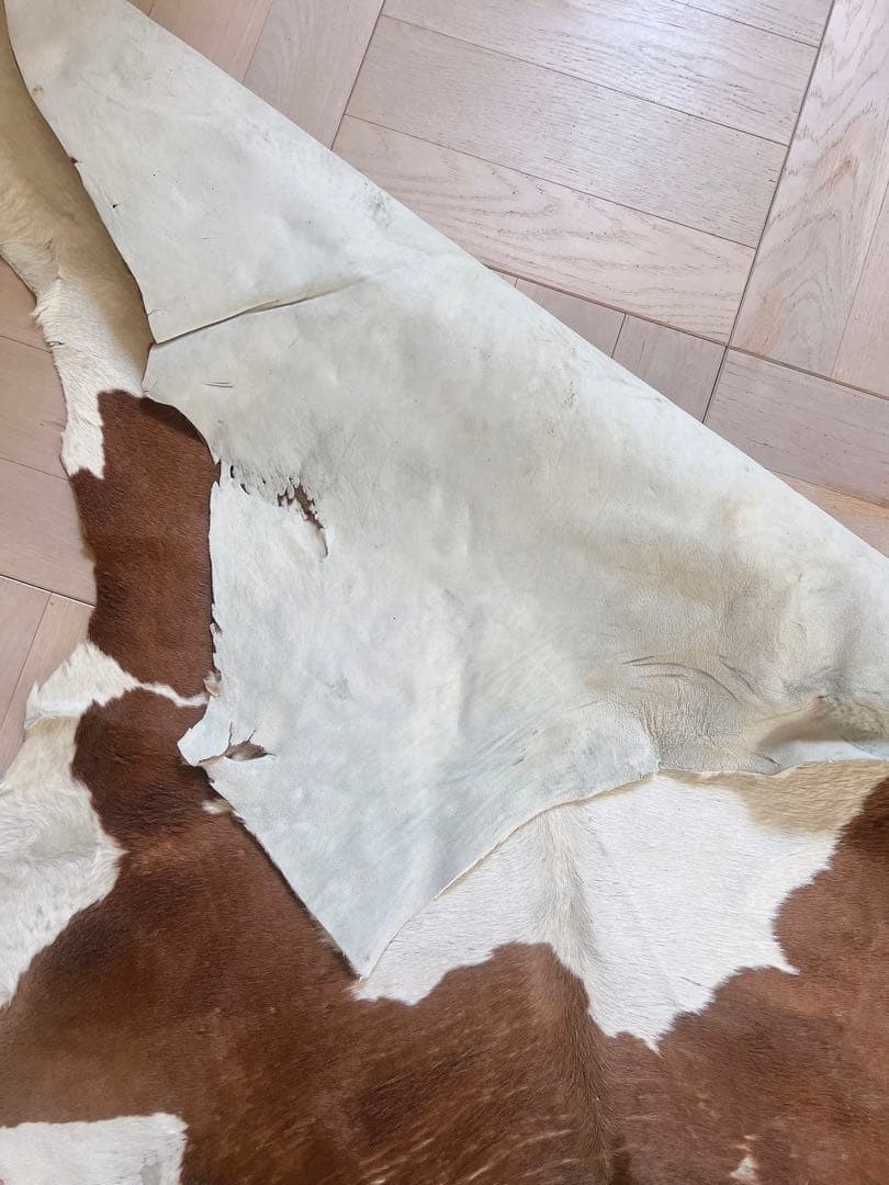 牛革ハラコラグ 珍しい明るめの茶色と白のマーブル　レザークラフト　本革