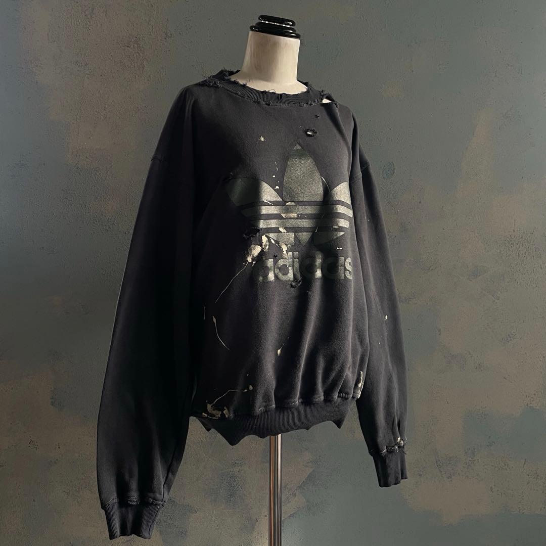 90's 銀タグ“adidas”後染“短丈”grange boro sweat