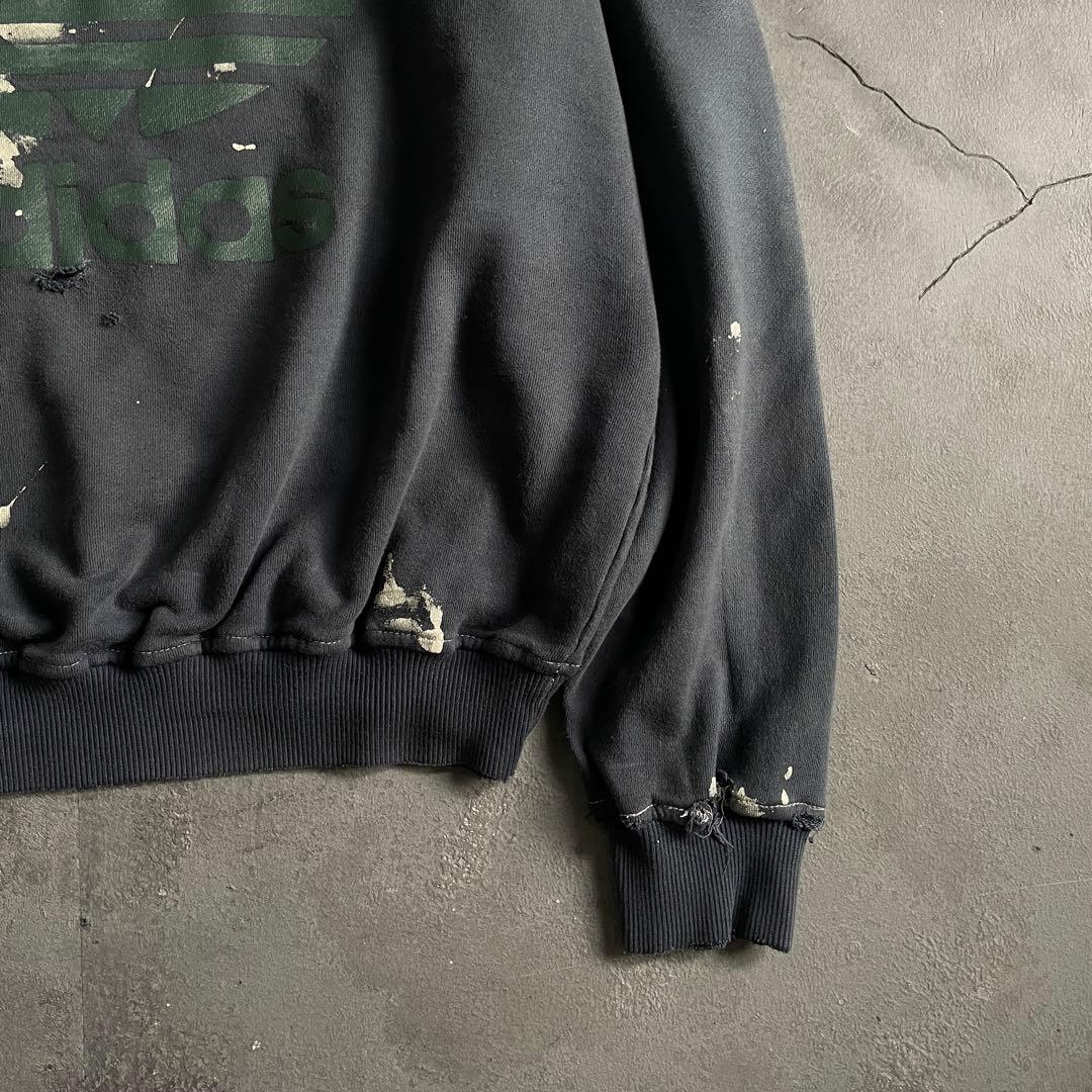 90's 銀タグ“adidas”後染“短丈”grange boro sweat