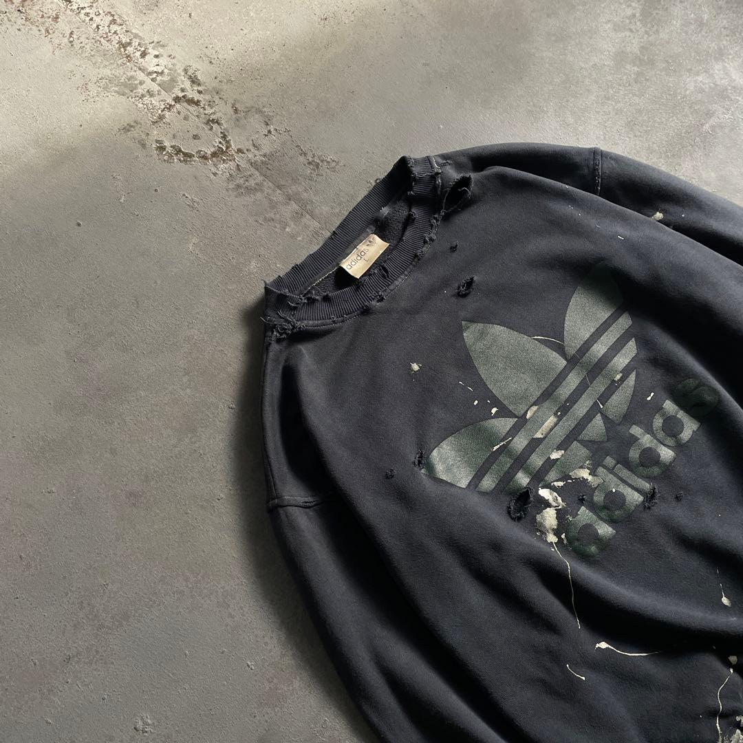 90's 銀タグ“adidas”後染“短丈”grange boro sweat