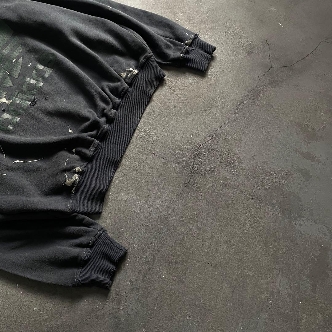 90's 銀タグ“adidas”後染“短丈”grange boro sweat