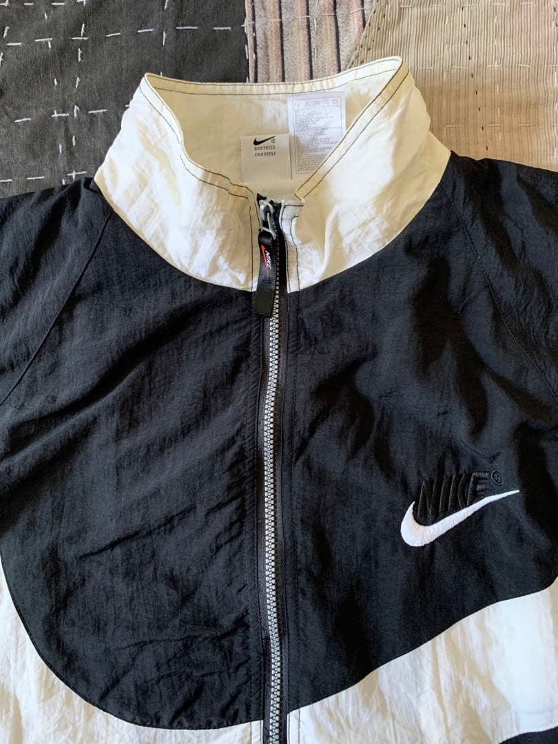 90s L nike vtg ビッグスウォッシュ ナイロンジャケット ブラック