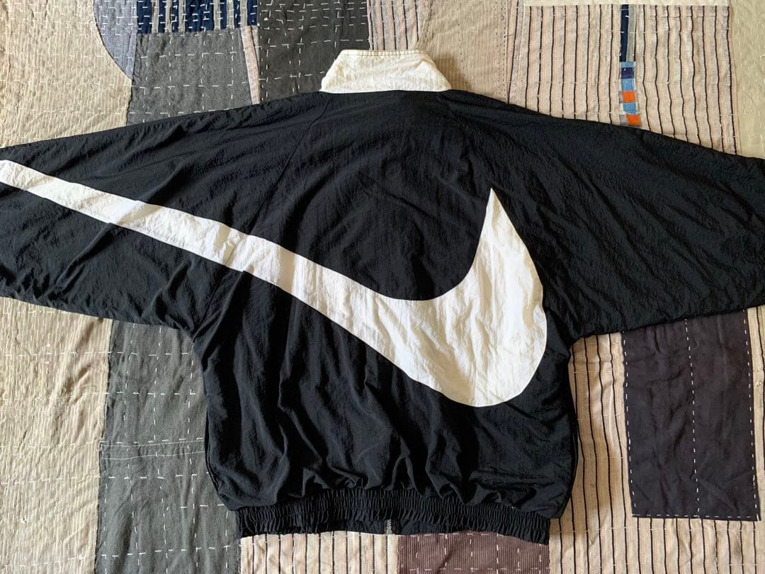 90s L nike vtg ビッグスウォッシュ ナイロンジャケット ブラック