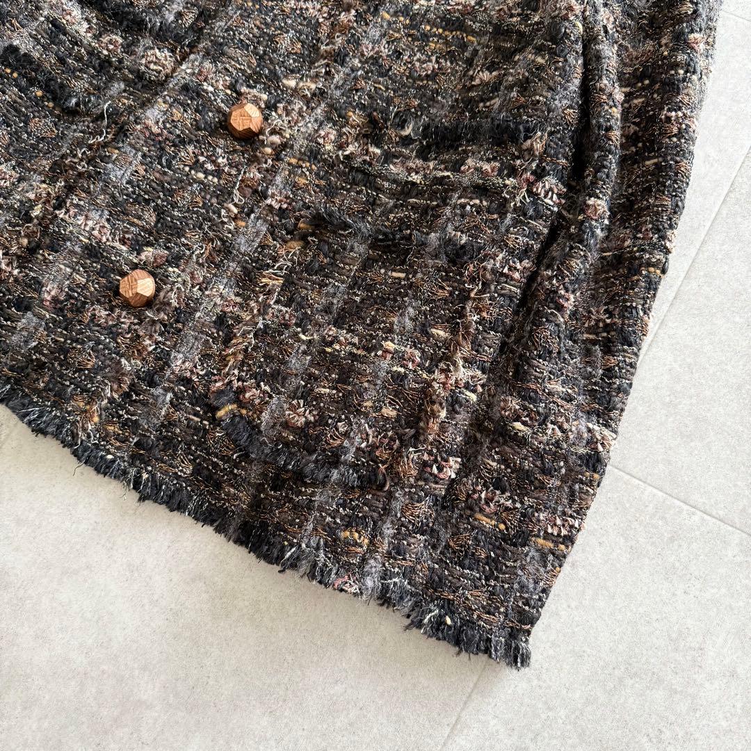 ドルチェ&ガッバーナ　ツイードジャケット　金ボタン　裏地ドット　丸襟　42