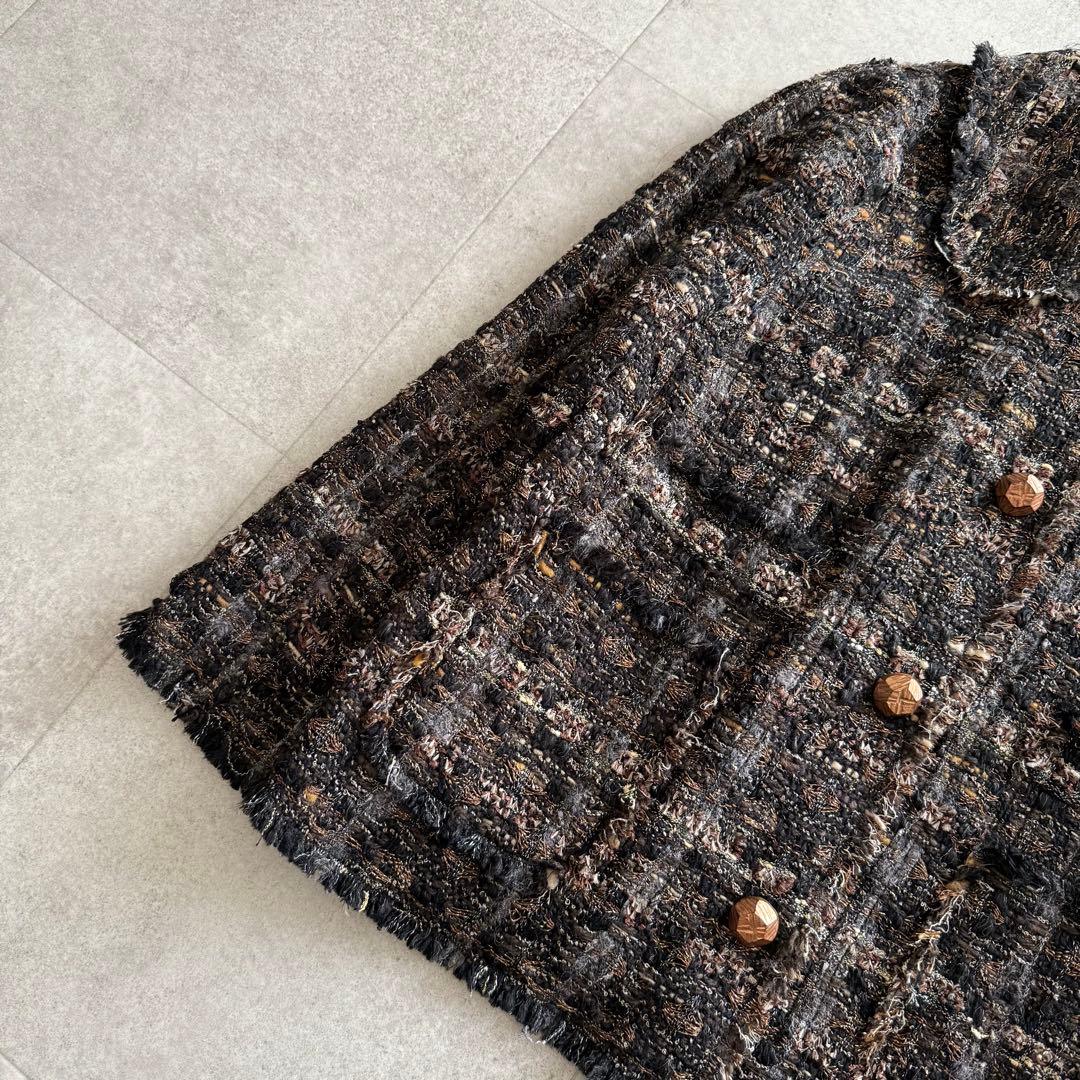 ドルチェ&ガッバーナ　ツイードジャケット　金ボタン　裏地ドット　丸襟　42