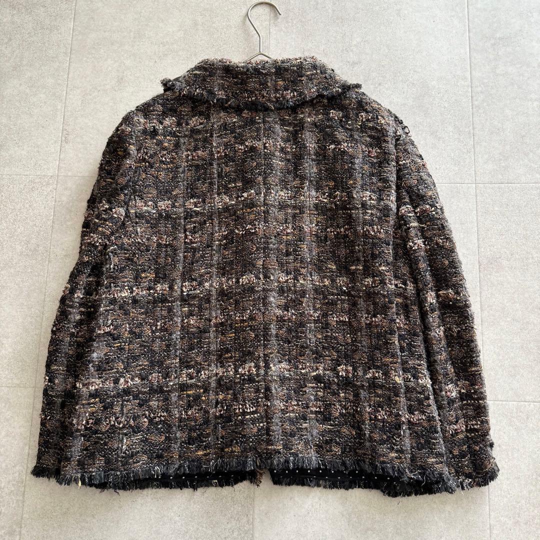 ドルチェ&ガッバーナ　ツイードジャケット　金ボタン　裏地ドット　丸襟　42
