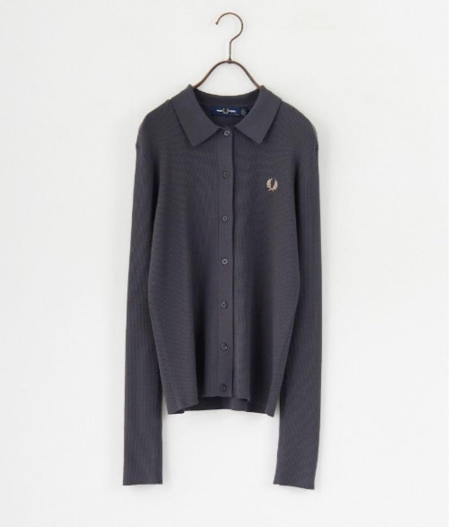 FRED PERRY 別注 ワンポイントロゴ刺繍 リブニットポロシャツ