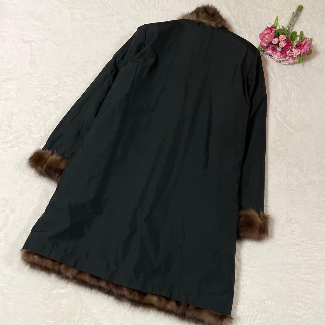 【美品】 ロシアンセーブル リバーシブル 毛皮 ロングコート サイズL相当