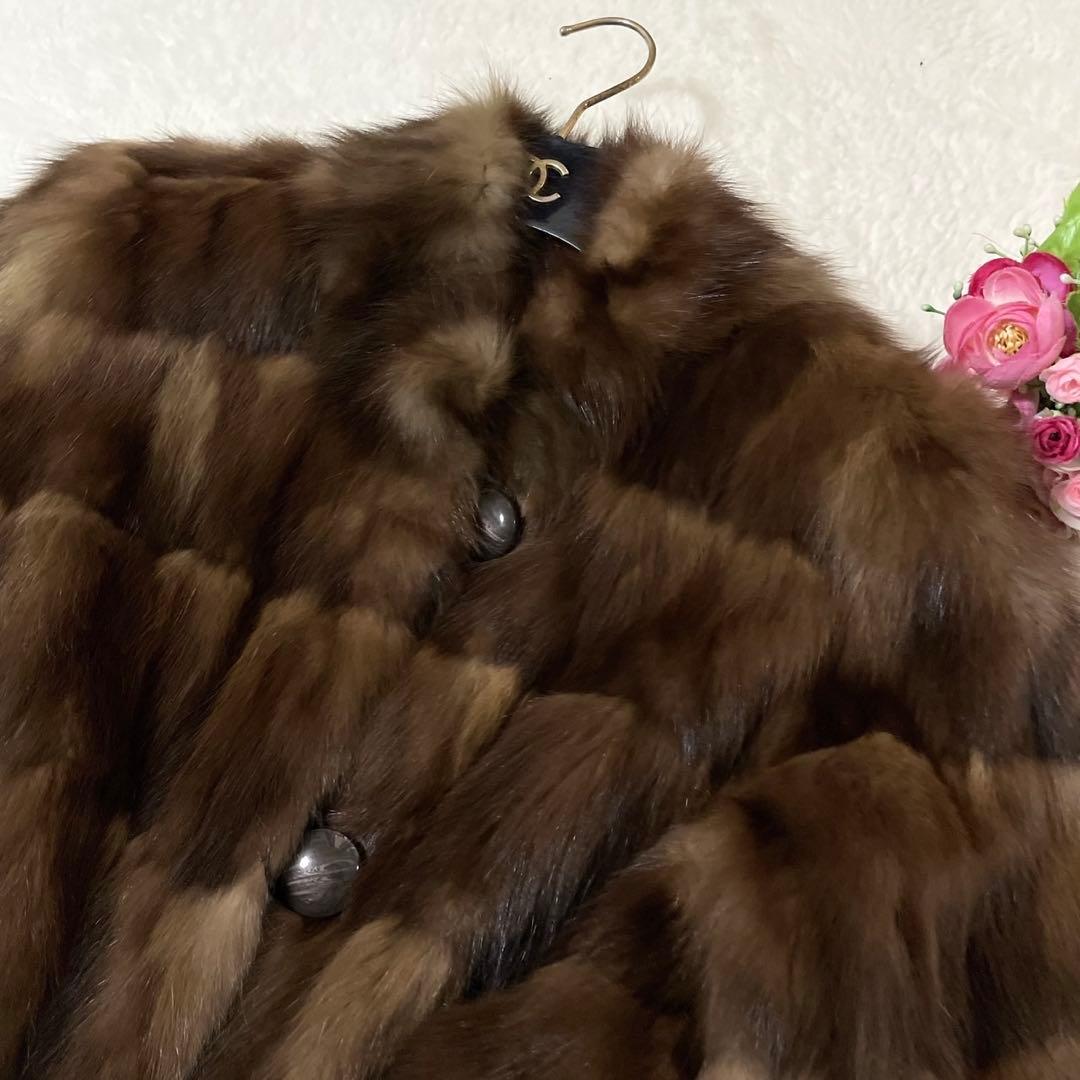 【美品】 ロシアンセーブル リバーシブル 毛皮 ロングコート サイズL相当