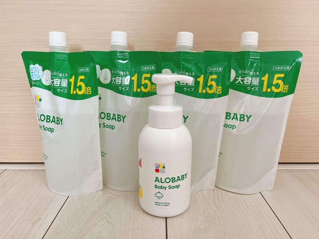 ALOBABY アロベビー ボディソープ 詰め替え600ml 4袋セット 容器付